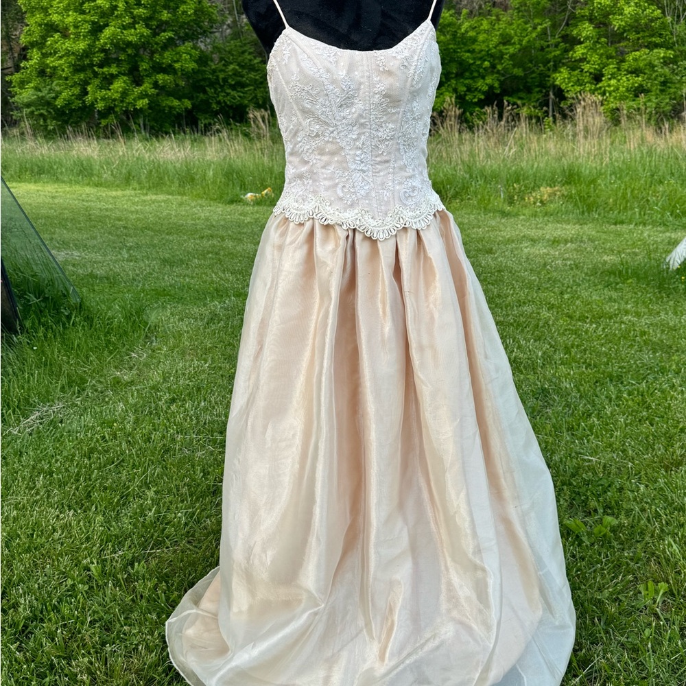 Elegant Cream and champagne gown. The best dress ever!!  CLASS AND ELEGANT!!